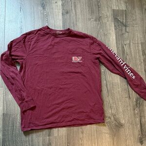 Vineyard Vines Mens or women’s  Burgundy football Long Sleeve Tee